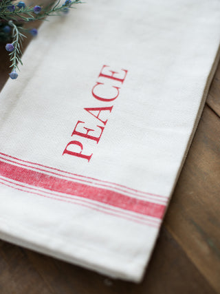 Red Stripe Hand Towel - Peace