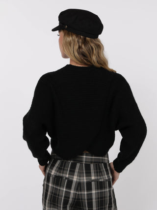 Remember Me Overlapped Back Sweater - Black