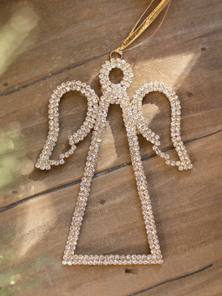 Rhinestone Gold Angel Ornament