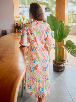 Riley Coral Cove Midi Dress - White Multi