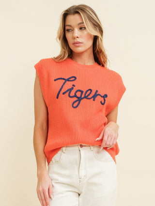 Roar & Ribbed Sleeveless Sweater - Tigers