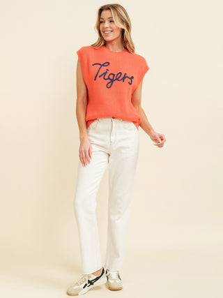 Roar & Ribbed Sleeveless Sweater - Tigers