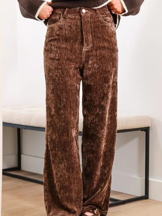 Rowdy Stretch Velour Pants - Dark Taupe