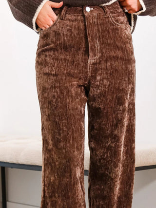 Rowdy Stretch Velour Pants - Dark Taupe