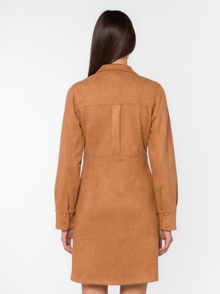 Roya Faux Suede Mini Dress - Camel