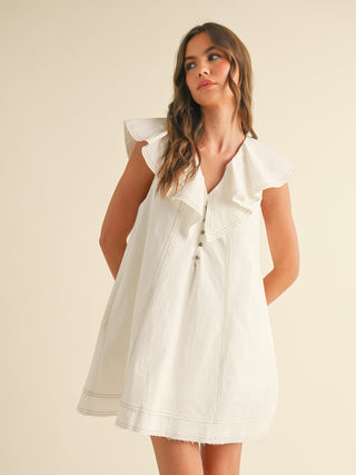 Ruffle Daydream Mini Dress - Ecru