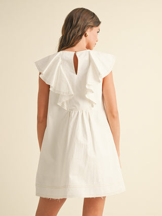 Ruffle Daydream Mini Dress - Ecru