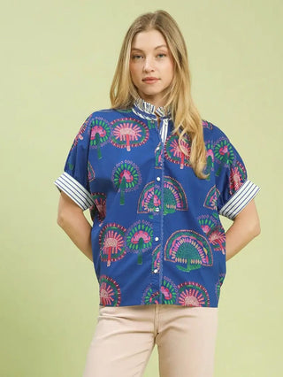 Azure Mosaic Top - Blue Mix