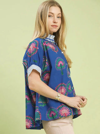 Azure Mosaic Top - Blue Mix