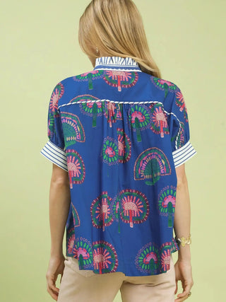 Azure Mosaic Top - Blue Mix