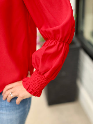 Ruffled In Romance Blouse - Red