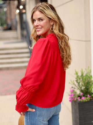 Ruffled In Romance Blouse - Red