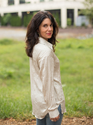 Rustic Romance Crinkle Blouse - Pearl