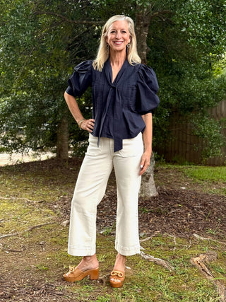 Sailors Sweetheart Blouse With Tie - Deep Navy