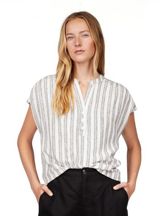 Sanctuary By the Bay Shell Top - Chalk Black Stripe