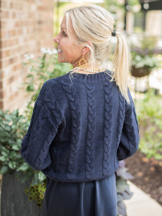 Sanctuary Cable Sweater - Navy