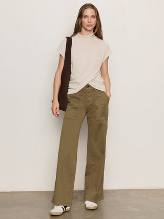 Sanctuary Draped Mock Neck Top - Mother of Pearl
