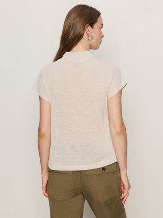 Sanctuary Draped Mock Neck Top - Mother of Pearl