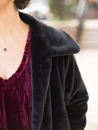 Sanctuary Going Out Fur Coat - Black