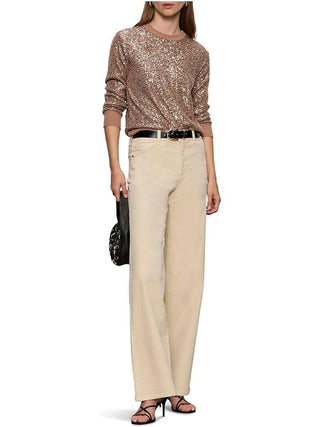 Sanctuary Relaxed Sparkle Popover Top - Mocha