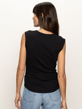 Sanctuary Ribbed Ruched Tank - Black