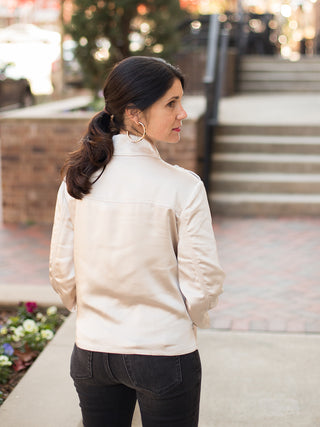 Sanctuary Rita Satin Moto Jacket - Toasted Marshmallow