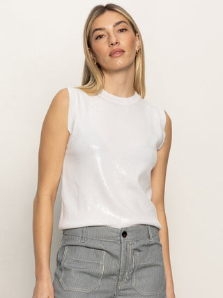 Sanctuary Sequin Knit Shell - White