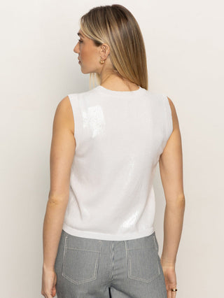 Sanctuary Sequin Knit Shell - White