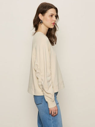 Sanctuary Shirred Sweatshirt - Vanilla Creme