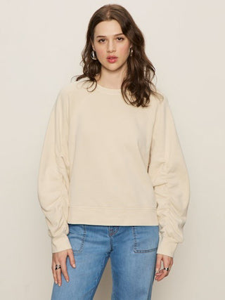 Sanctuary Shirred Sweatshirt - Vanilla Creme