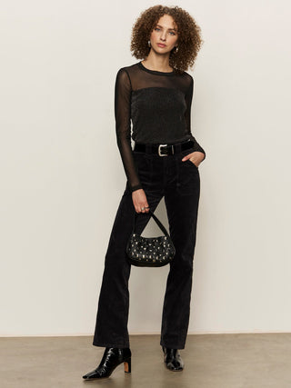 Sanctuary Sparkle Mesh Crew Tee - Black