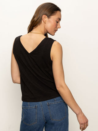 Sanctuary V-Neck Tie Tank - Black