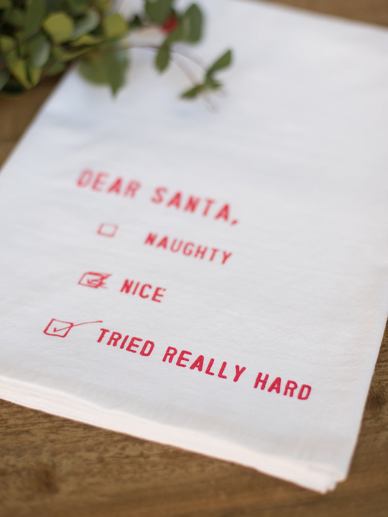 Christmas wine glass And Kitchen Towel Gift Set Holiday Dear Santa