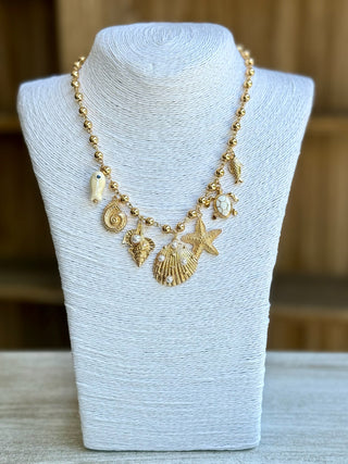 Santa Monica Sealife Charm Necklace - Gold
