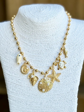 Santa Monica Sealife Charm Necklace - Gold