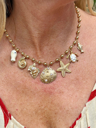 Santa Monica Sealife Charm Necklace - Gold