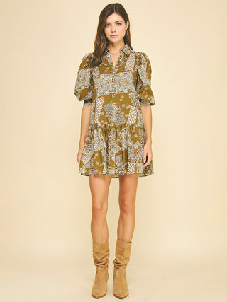 Sassy Tier Mini Dress - Camel