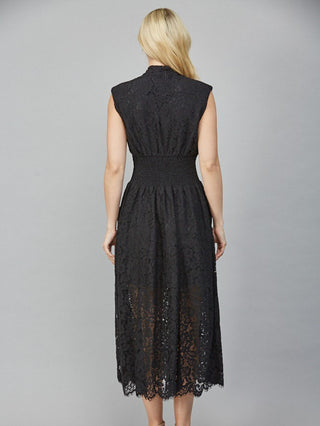 Sculpted in Lace Midi Dress - Black