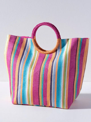perfect seaside roomy and colorful tote bag made from paper straw