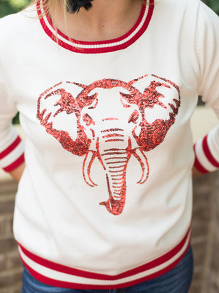 Stadium Spirit Sequins Sweater - Elephant White