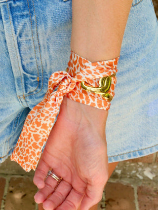 Serafina Scarf Bracelet - Orange Leopard
