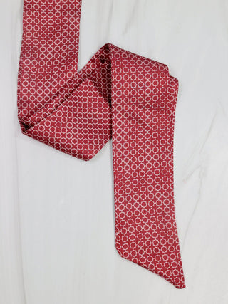 a burgundy silk scarf for necklaces and bag accessory