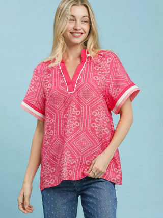 Bloomline Contrast Peony Top - Peony Mix
