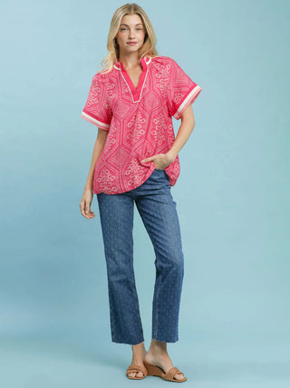 Bloomline Contrast Peony Top - Peony Mix
