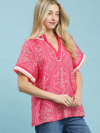 Bloomline Contrast Peony Top - Peony Mix