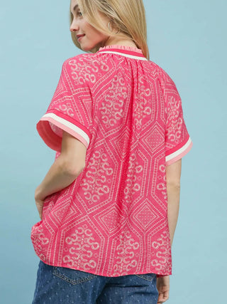 Bloomline Contrast Peony Top - Peony Mix