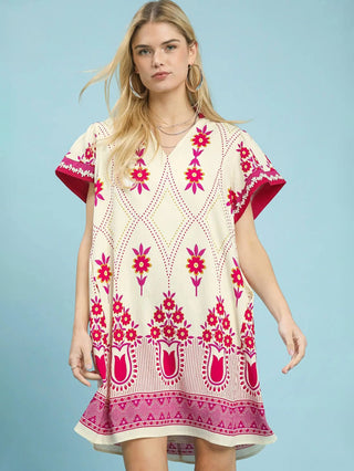 Lush Petal Border Dress - Fuchsia Mix All Inspired Boutiques Lush Petal Border Dress - Fuchsia Mix All Inspired Boutiques