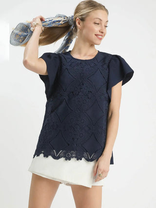 Scalloped Grace Top - Navy
