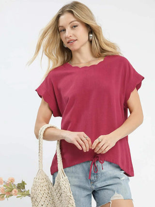 The Scalloped Knot Top - Berry