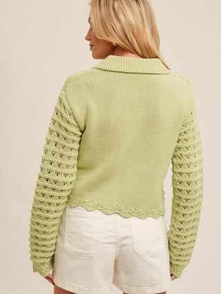 Signature Move Cardigan Sweater - Lime Green